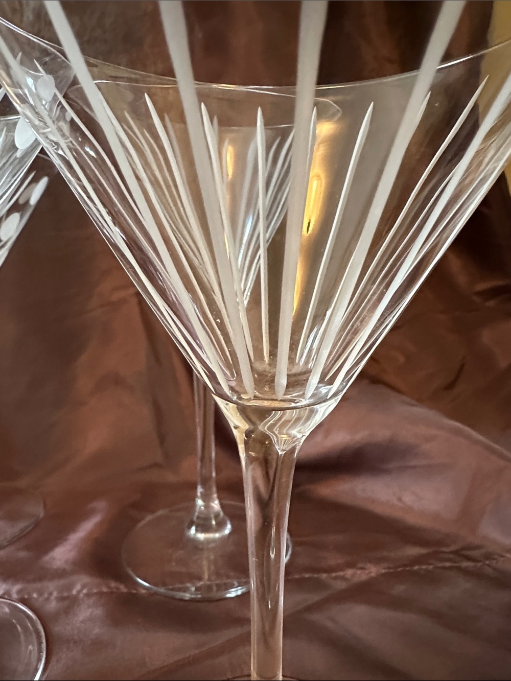 Mikasa Etched Polka Dot Crystal Martini Glasses - Clear - Picture 3 of 4